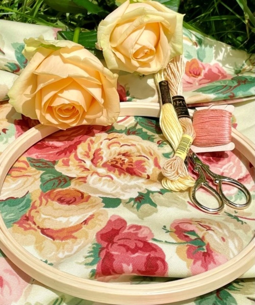 Summer Roses Hand Embroidery Workshop with Rachel Davies. Sat 7th June 2025